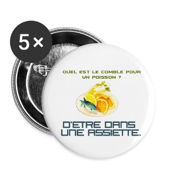 Blague de poisson - Lot de 5 petits badges (25 mm) - blanc - Devant