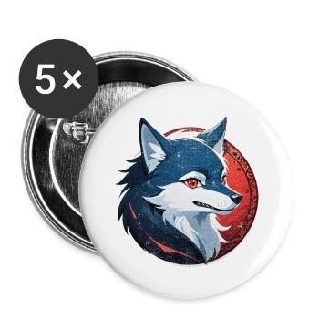 Wolf Tattoo - Buttons small 1''/25 mm (5-pack) - white - Front