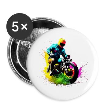 Motorcross Motorrad Motorradfan Motorradfahrer - Buttons klein 25 mm (5er Pack) - Weiß - Vorne