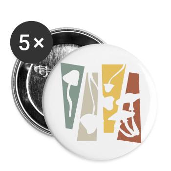 Champignons rétro vintage - Lot de 5 petits badges (25 mm) - blanc - Devant
