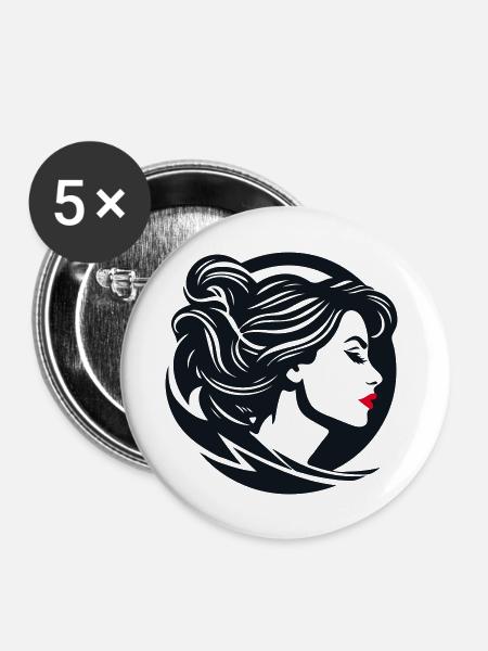 Elegante Silhouette - Buttons klein 25 mm (5er Pack) - Weiß