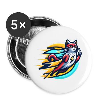 Flash Cat - Le chat aux super-pouvoirs - Lot de 5 petits badges (25 mm) - blanc - Devant