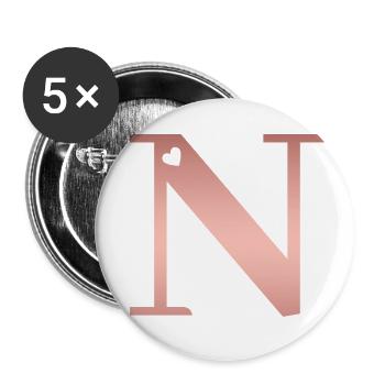 Buchstabe N roségold - Buttons klein 25 mm (5er Pack) - Weiß - Vorne