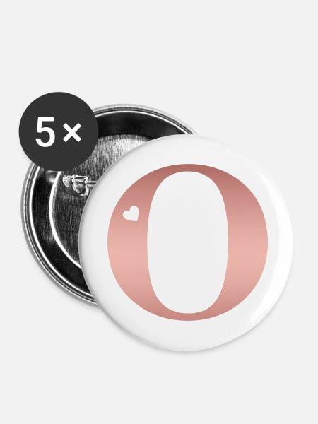 Buchstabe O Roségold - Buttons klein 25 mm (5er Pack) - Weiß