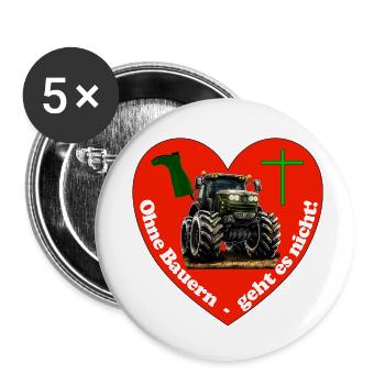 Ohne Bauern geht es nicht - Buttons klein 25 mm (5er Pack) - Weiß - Vorne