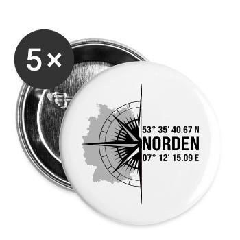 Koordinaten Norden - Buttons klein 25 mm (5er Pack) - Weiß - Vorne