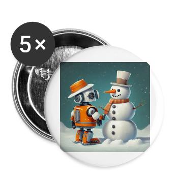 mignon petit robot vintage futuriste orange - Lot de 5 petits badges (25 mm) - blanc - Devant