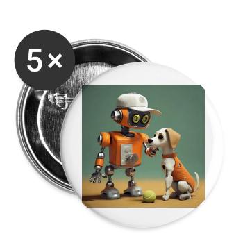 mignon petit robot vintage futuriste orange - Lot de 5 petits badges (25 mm) - blanc - Devant