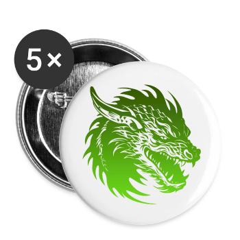 Fantasy Drache Anime Drachenkopf Mythisches Reptil - Buttons klein 25 mm (5er Pack) - Weiß - Vorne