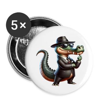 Mafia Alligator - Lot de 5 petits badges (25 mm) - blanc - Devant