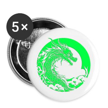 Fantasy Drache Anime Drachenkopf Mythisches Reptil - Buttons klein 25 mm (5er Pack) - Weiß - Vorne