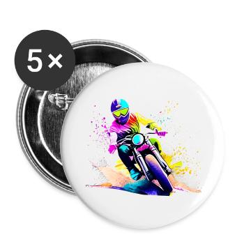 Moto Moto Moto Motocross Moto Fan - Lot de 5 petits badges (25 mm) - blanc - Devant