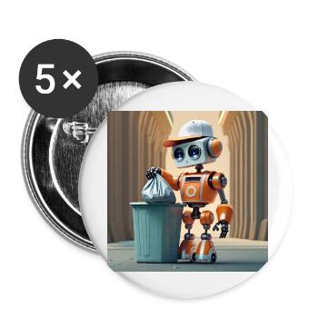 niedlicher kleiner orangefarbener futuristischer Vintage-Roboter - Buttons klein 25 mm (5er Pack) - Weiß - Vorne