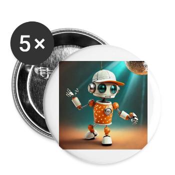 mignon petit robot vintage futuriste orange - Lot de 5 petits badges (25 mm) - blanc - Devant