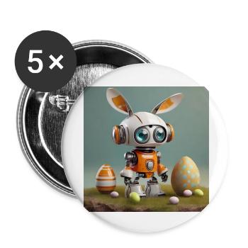 niedlicher kleiner orangefarbener futuristischer Vintage-Roboter - Buttons klein 25 mm (5er Pack) - Weiß - Vorne
