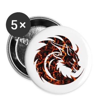 Fantasy Drache Anime Drachenkopf Mythisches Reptil - Buttons klein 25 mm (5er Pack) - Weiß - Vorne