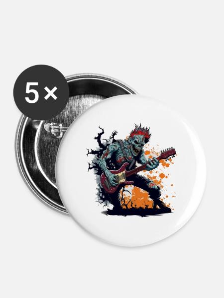 Zombie - Buttons klein 25 mm (5er Pack) - Weiß