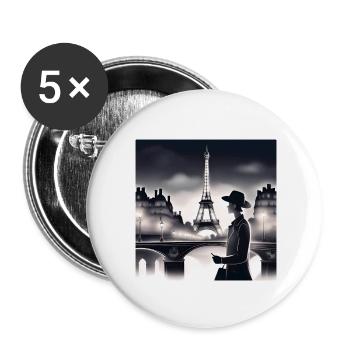 Paris, France, capitale de la France - Lot de 5 petits badges (25 mm) - blanc - Devant