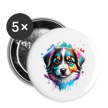 Hundewelpe Australischer Schäferhund Hundehalter - Buttons klein 25 mm (5er Pack) - Weiß - Vorne
