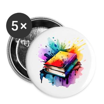 Book Reading Gift Reader Book Lover Books - Buttons small 1''/25 mm (5-pack) - white - Front