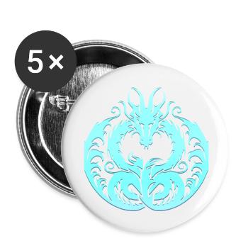 Fantasy Drache Anime Drachenkopf Mythisches Reptil - Buttons klein 25 mm (5er Pack) - Weiß - Vorne