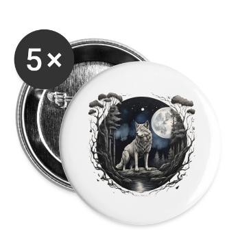 lobo2 - Lot de 5 petits badges (25 mm) - blanc - Devant