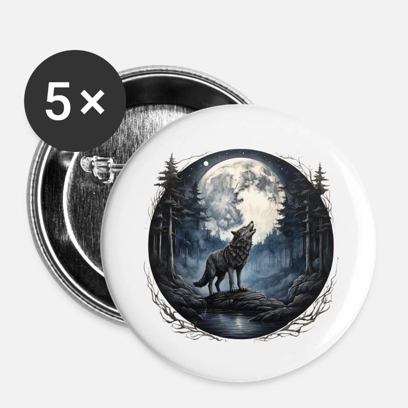 lobo4 - Lot de 5 petits badges (25 mm) - blanc