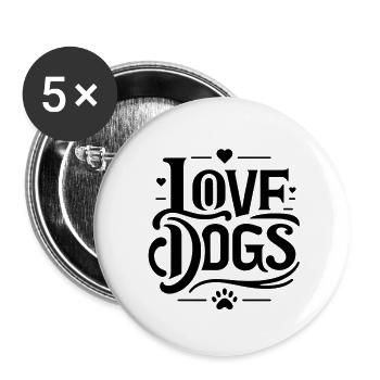 Love Dogs - Buttons small 1''/25 mm (5-pack) - white - Front
