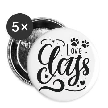 Love Cats - Buttons small 1''/25 mm (5-pack) - white - Front