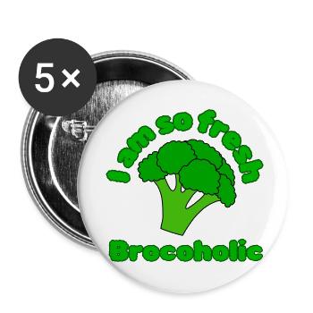 I am so fresh brocoholic, veganuary vegan vegetables - Buttons small 1''/25 mm (5-pack) - white - Front