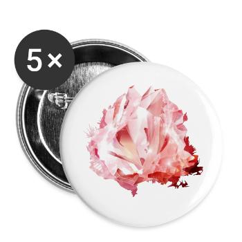 leuchtendes rosafarbenes Rosenquarz Kristall Motiv - Buttons klein 25 mm (5er Pack) - Weiß - Vorne
