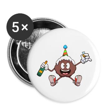 Oliebol With Drink - Buttons small 1''/25 mm (5-pack) - white - Front
