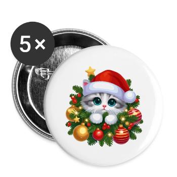Festlicher Weihnachtsrahmen & Ornamente Design - Buttons klein 25 mm (5er Pack) - Weiß - Vorne