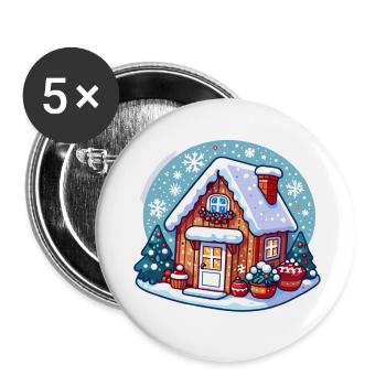 Chalet d’hiver confortable : art de vacances charmant - Lot de 5 petits badges (25 mm) - blanc - Devant