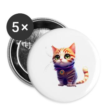 Cat - Buttons small 1''/25 mm (5-pack) - white - Front