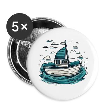Fishing boat on the high seas - Buttons small 1''/25 mm (5-pack) - white - Front