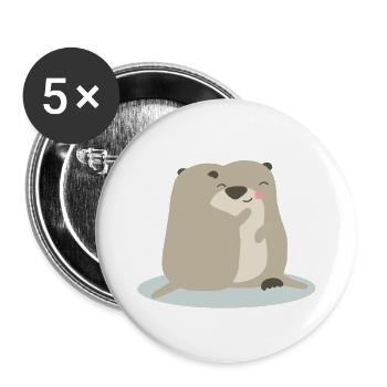 Câlin de loutre - Lot de 5 petits badges (25 mm) - blanc - Devant