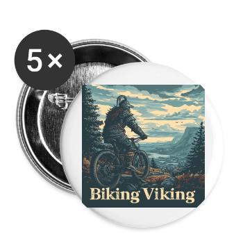 Biking Viking - Buttons small 1''/25 mm (5-pack) - white - Front