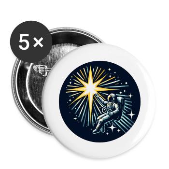 Astronaut’s Star Reach | Space Art Design - Buttons small 1''/25 mm (5-pack) - white - Front