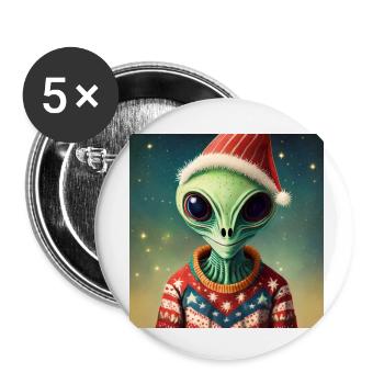 Alien - in einem hässlichen Weihnachtspullover - Buttons klein 25 mm (5er Pack) - Weiß - Vorne