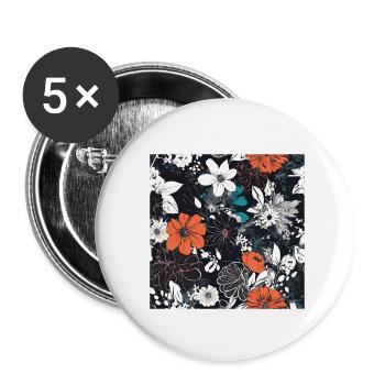 Dunkle Blüten - Buttons klein 25 mm (5er Pack) - Weiß - Vorne