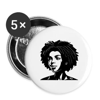Beautiful Black Woman Illustration - Buttons klein 25 mm (5er Pack) - Weiß - Vorne
