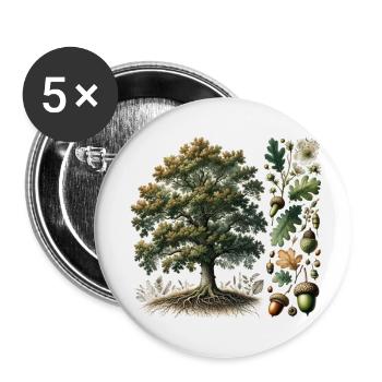 Eiche Botanik - Buttons klein 25 mm (5er Pack) - Weiß - Vorne