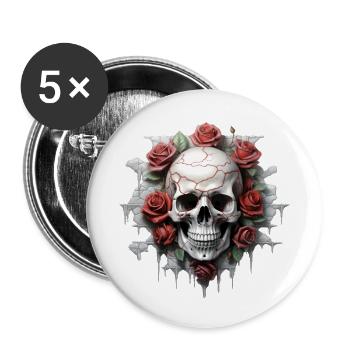 Gothic Blumenkunst Grafik Modedesign - Buttons klein 25 mm (5er Pack) - Weiß - Vorne