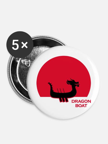 drachenboot chinesisches drachenbootfahrer - Buttons klein 25 mm (5er Pack) - Weiß