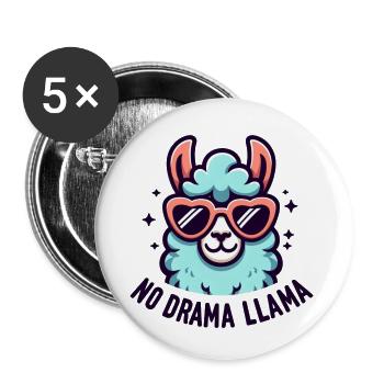 No drama Llama - Buttons small 1''/25 mm (5-pack) - white - Front