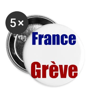 France en grève - Lot de 5 petits badges (25 mm) - blanc - Devant