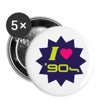 i Love the 90's J'adore les années 90 Funky House - Lot de 5 petits badges (25 mm) - blanc - Devant