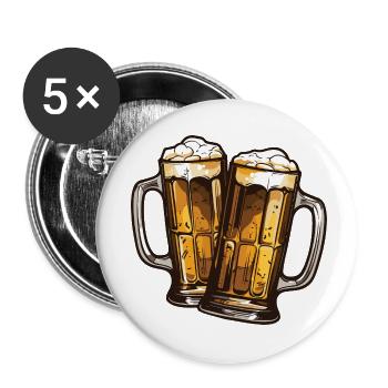 Bierkrug Bier Anstoßen - Buttons klein 25 mm (5er Pack) - Weiß - Vorne