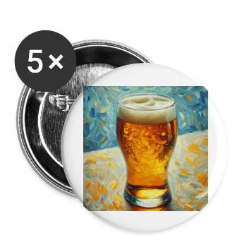 Peinture à la bière - Lot de 5 petits badges (25 mm) - blanc - Devant